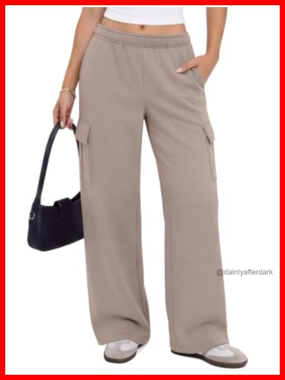 Womens Wide Leg Cargo Sweatpants Baggy Fleece Lined Pants with Pockets
